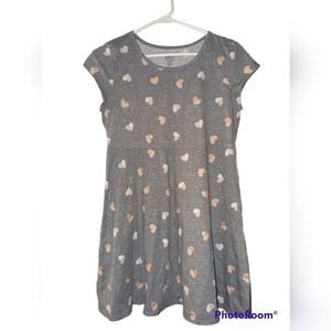 Girls grey dress with hearts